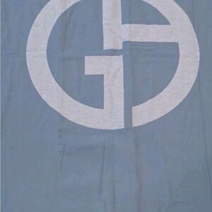 Giorgio Armani Blue and White Beach Towel with Logo 28in x 65in